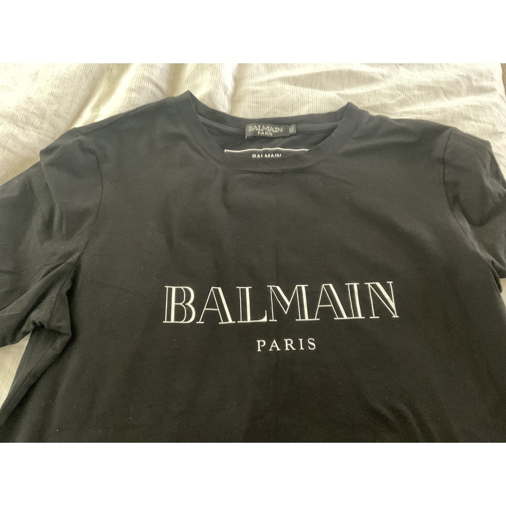 Balmain Paris Logo T-Shirt Black Wool Silk Blend XL Printemps-Ete 2018 Italy